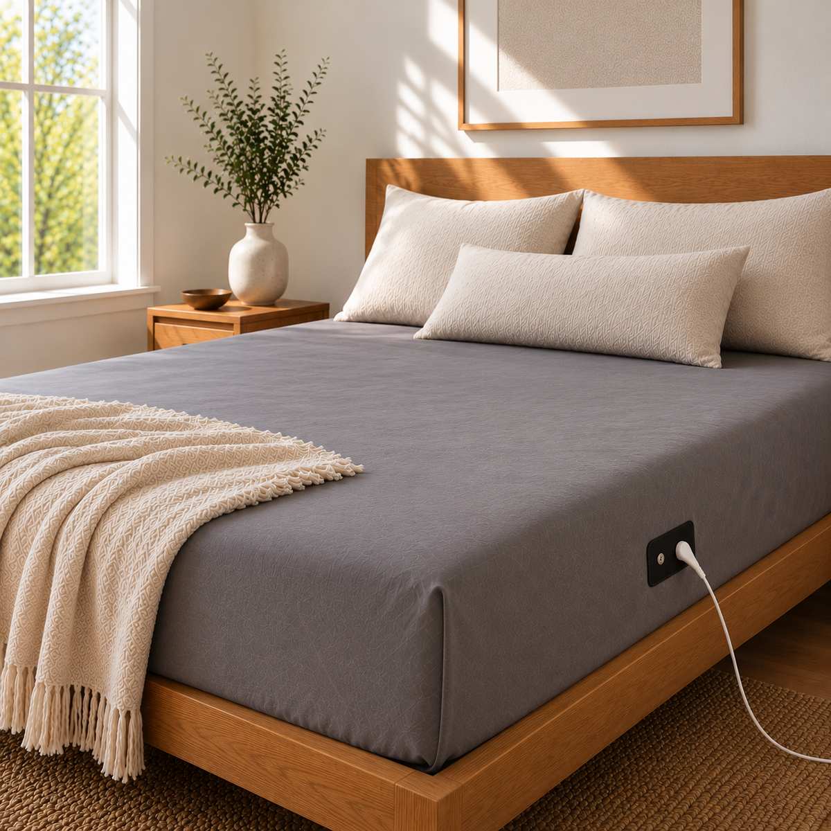 Organic Grounding Fitted Sheet | Earthing Sheet | Organic Bamboo + Silver